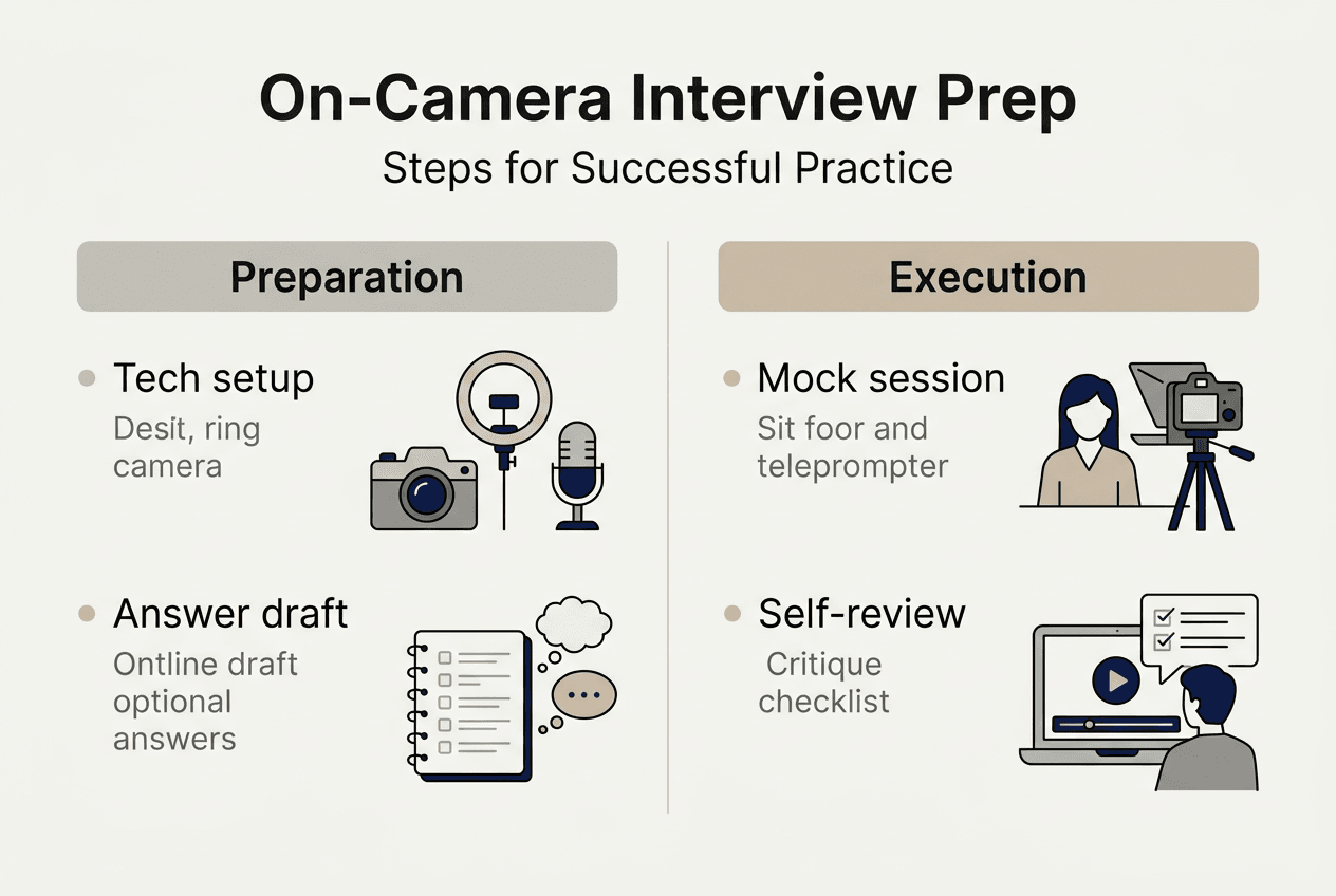 Infographic showing on-camera interview steps