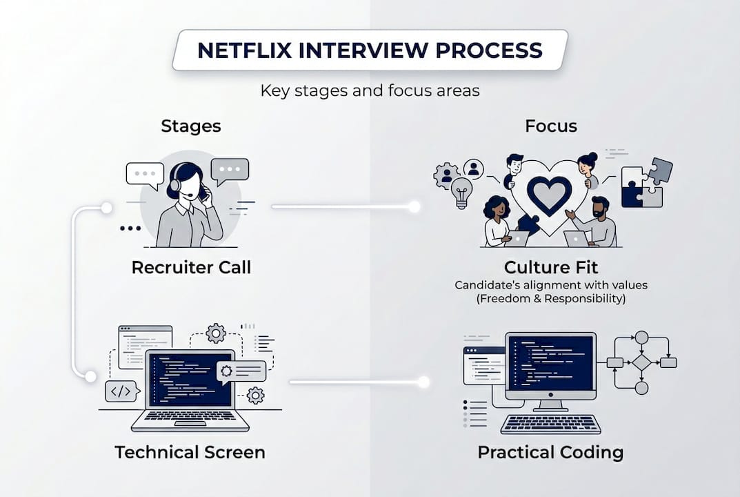Infographic showing Netflix interview process overview