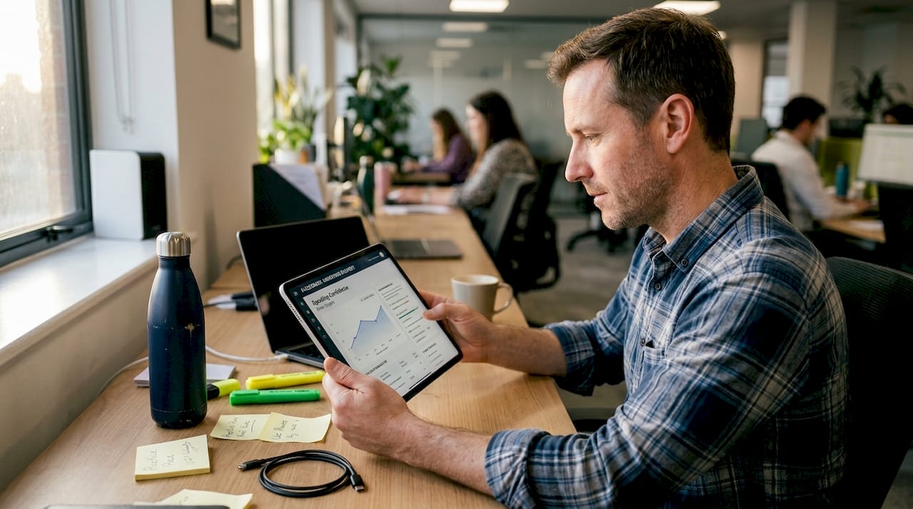 Man reviews AI feedback on interview practice