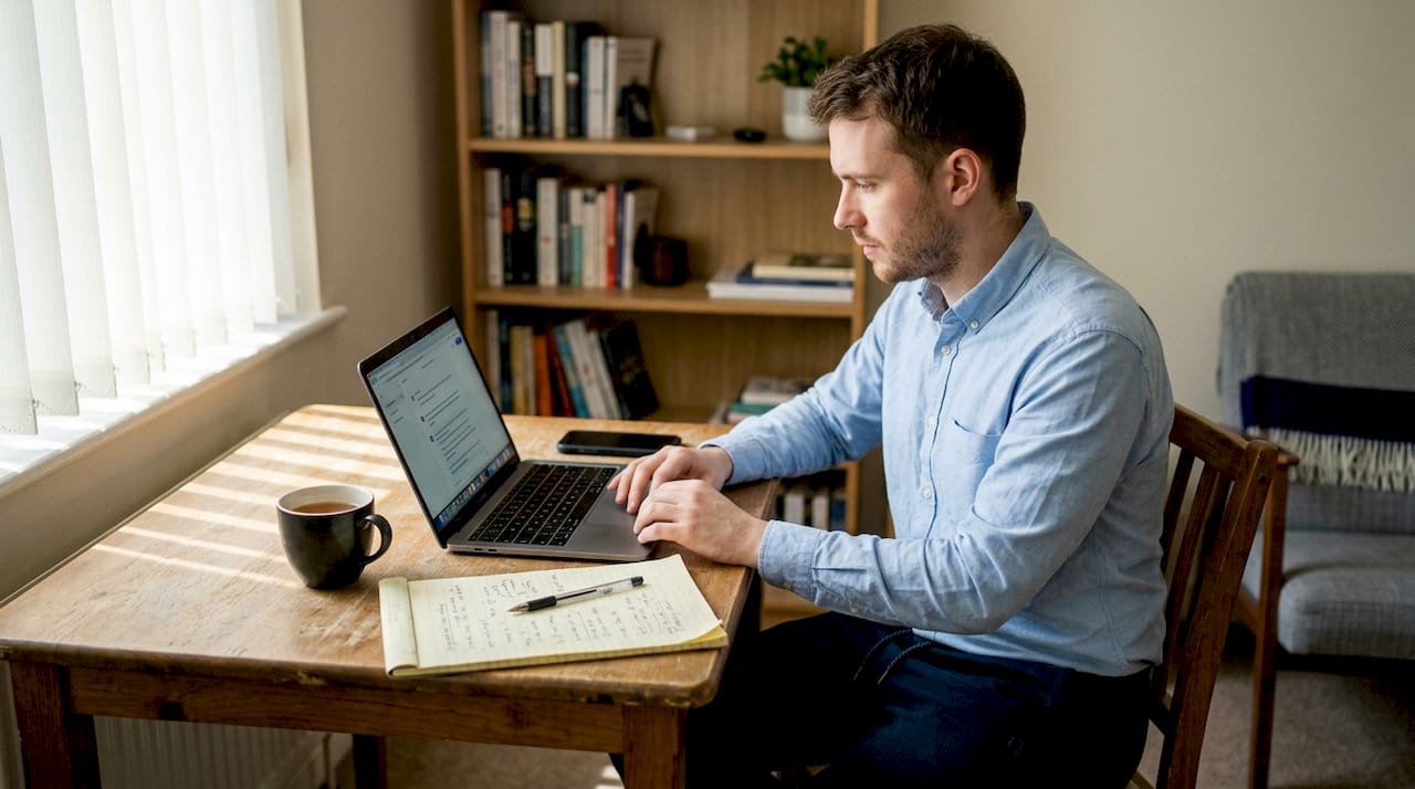 Person practicing interview with AI chat