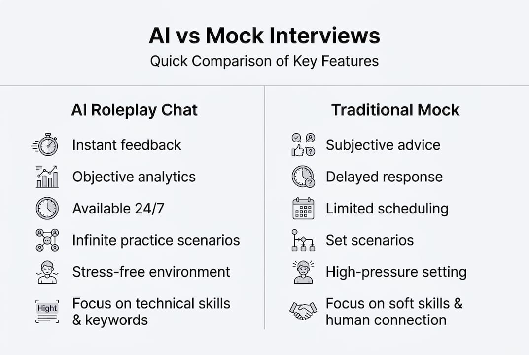 Infographic compares AI and mock interviews