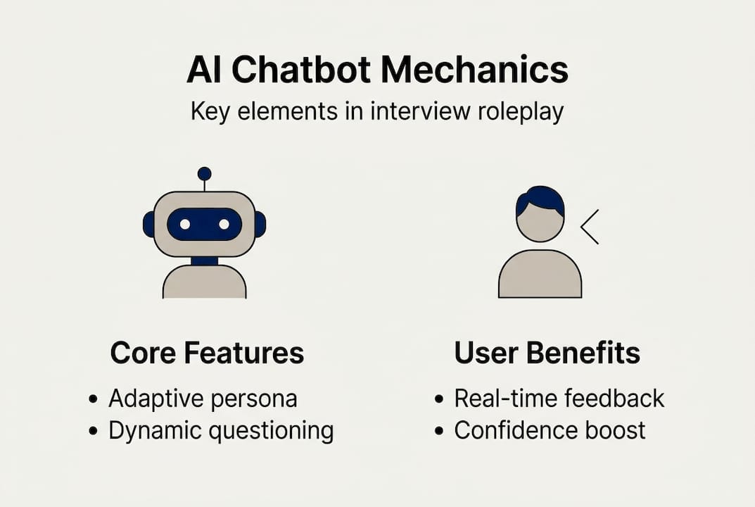 Infographic showing core features and user benefits of roleplay AI chatbots