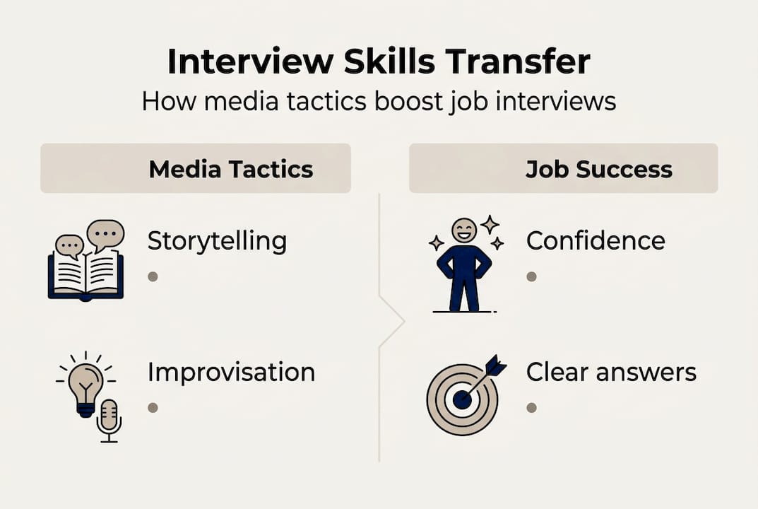 Infographic linking media and job interview skills