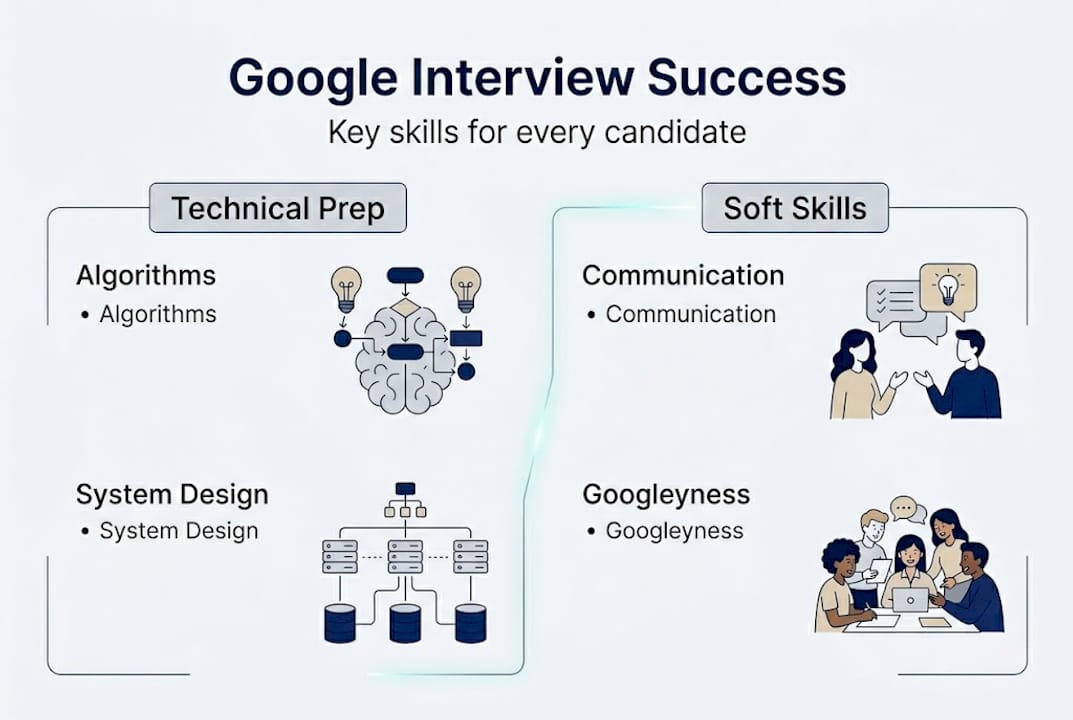 Infographic on technical and soft skills for Google