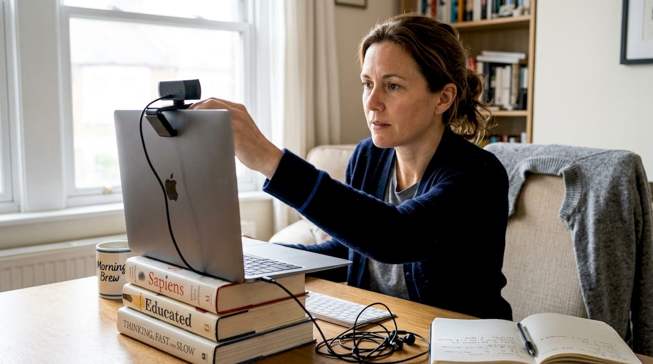 Preparing camera and lighting for interview