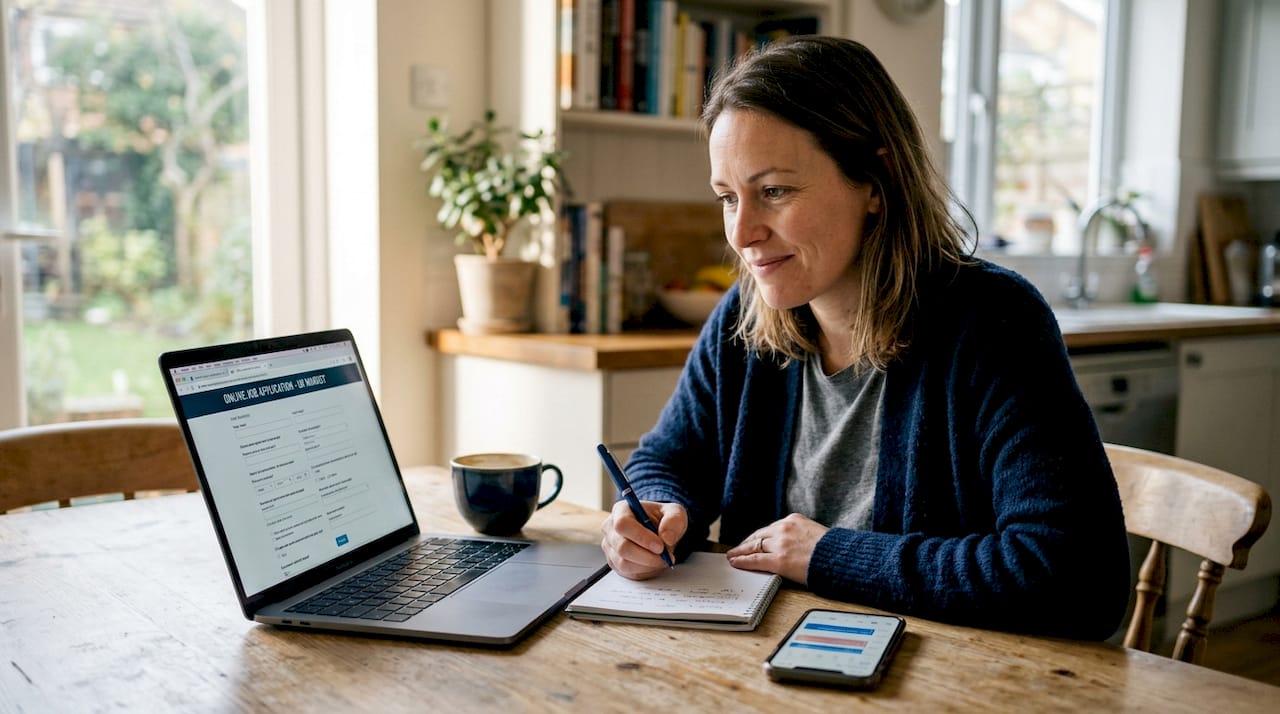 Person preparing for Amazon interview at home workspace