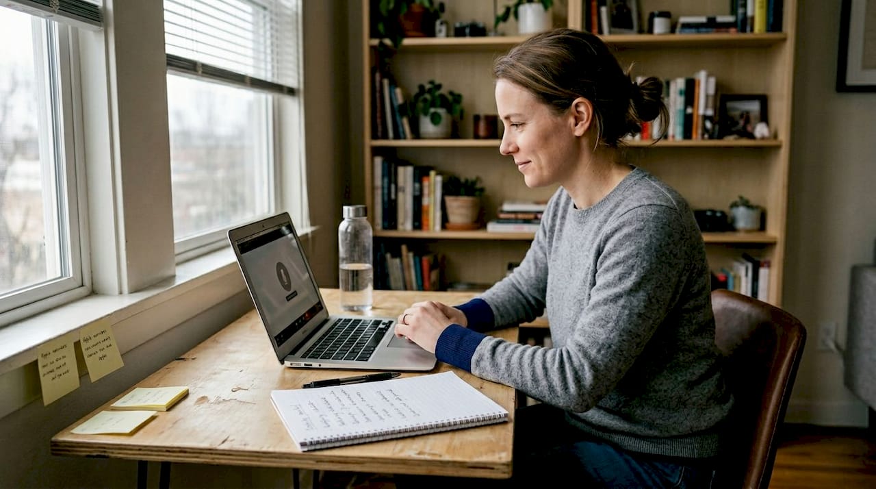 Woman preparing for Apple job interview