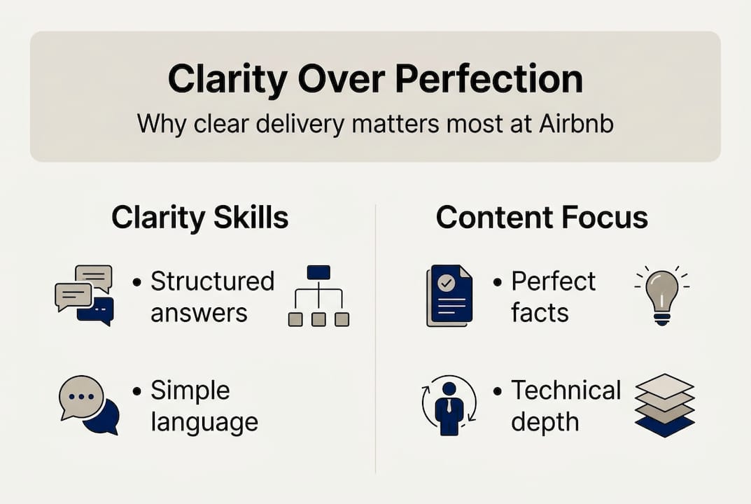 Infographic explaining clarity versus content in interviews