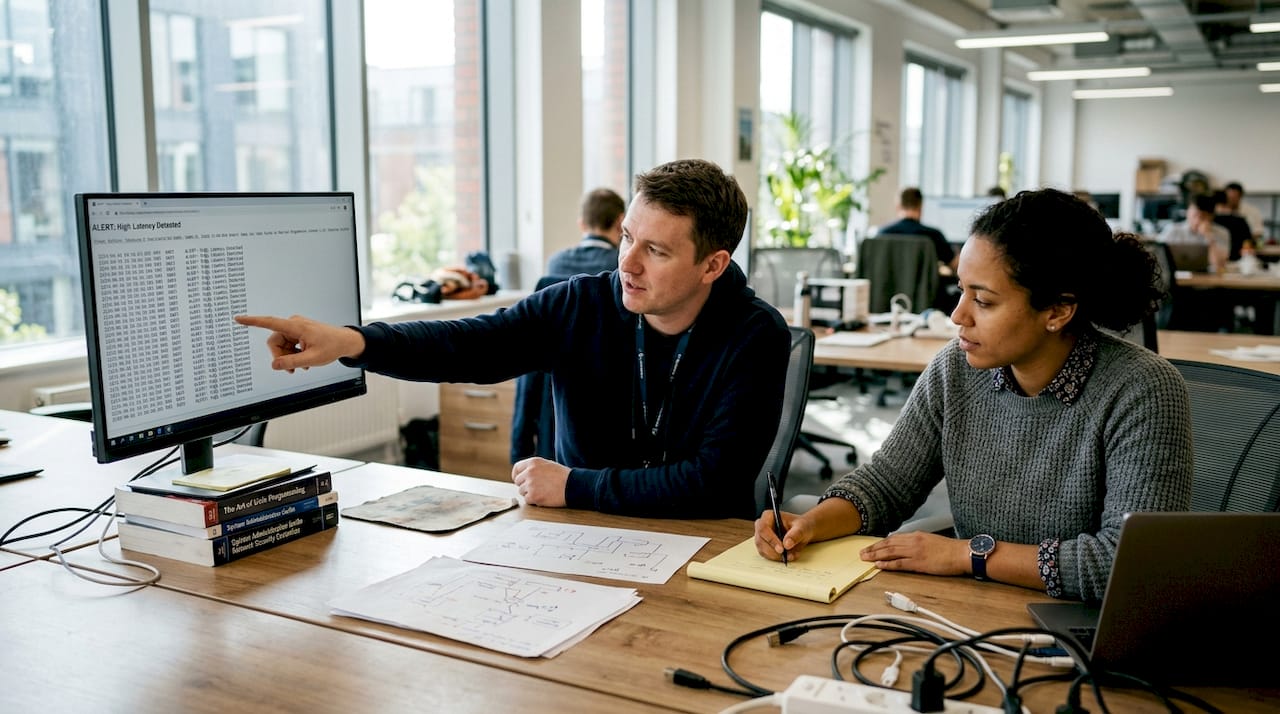 IT team solving Oracle troubleshooting scenario