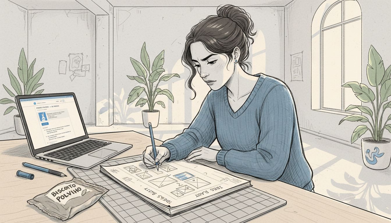 Designer web faz esboços de layouts para páginas de captura