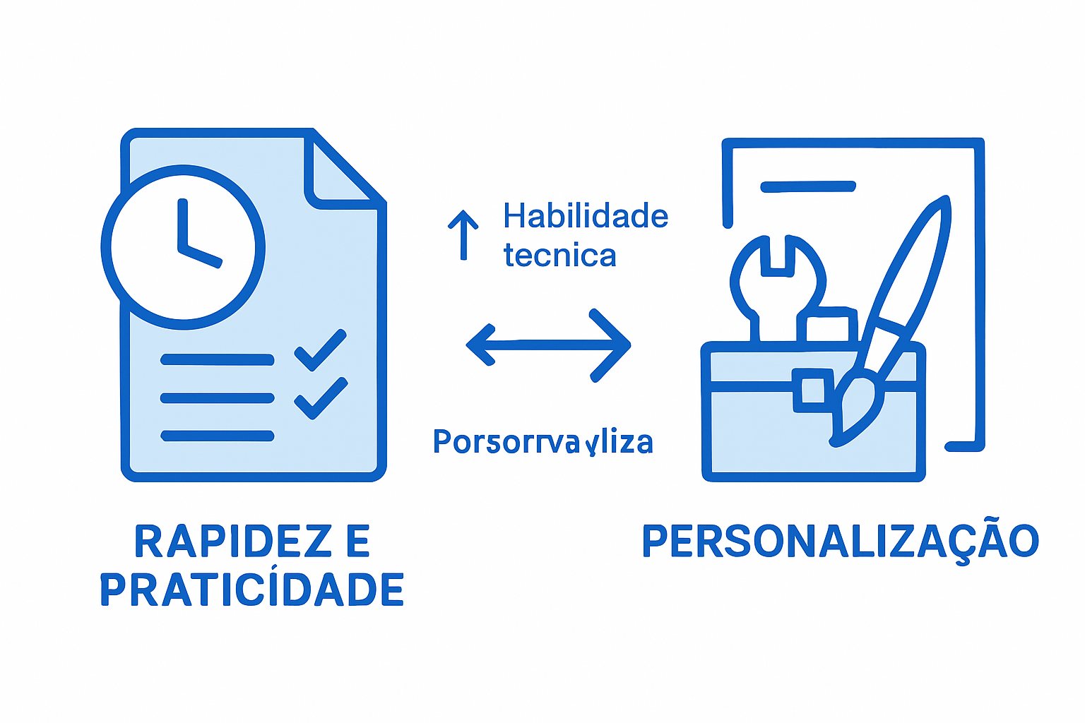 Infográfico: comparação entre templates prontos e criação manual