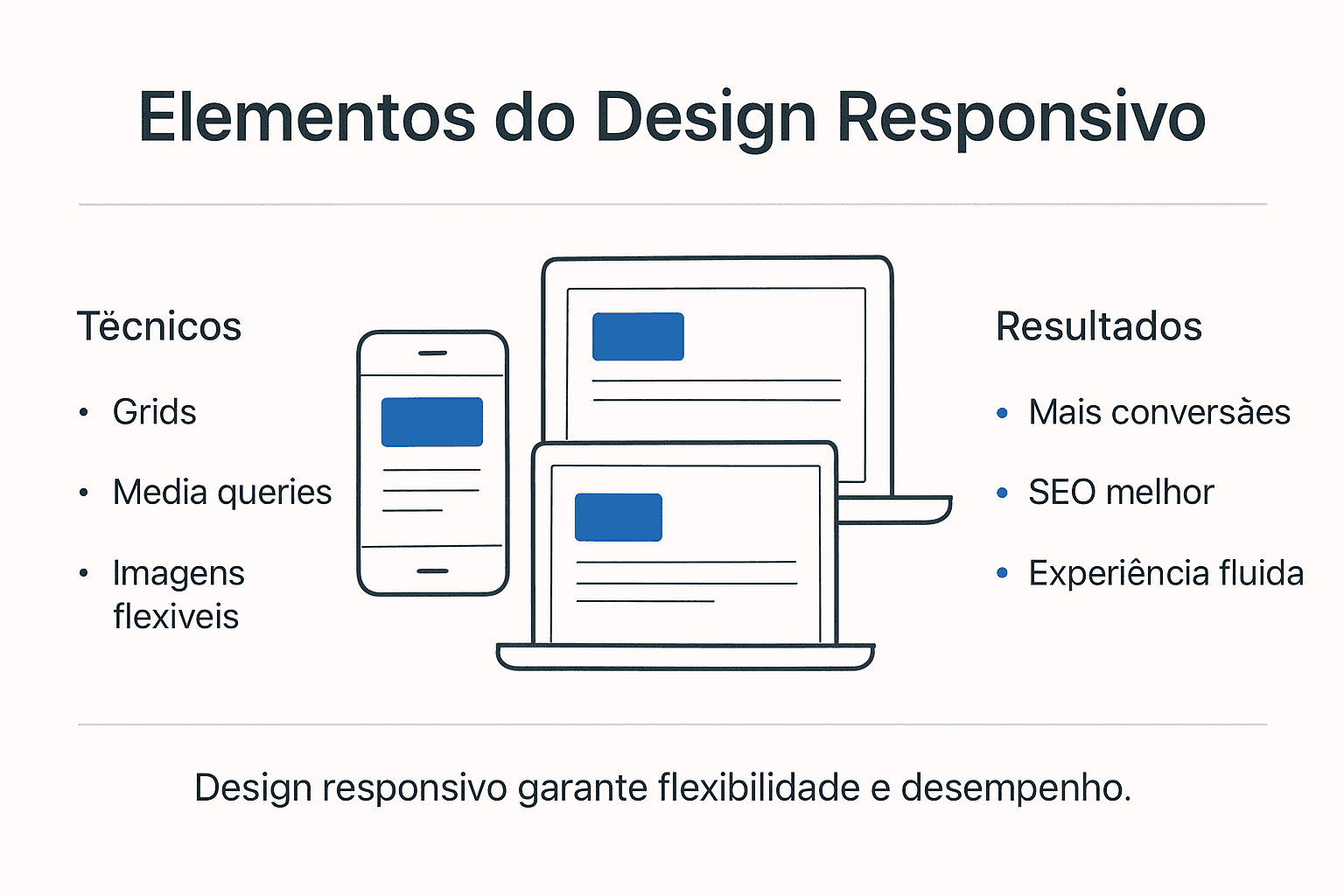 Infográfico destacando os principais aspectos técnicos e os resultados alcançados com o design responsivo