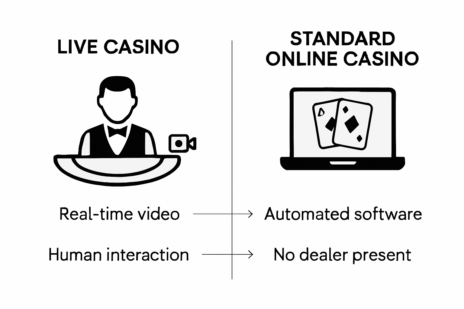 Live casino versus standard online casino infographic