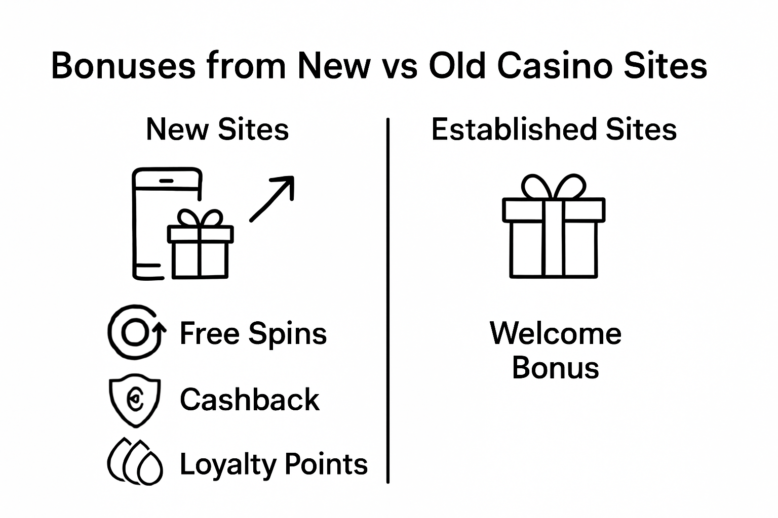 Infographic comparing bonuses at casino sites