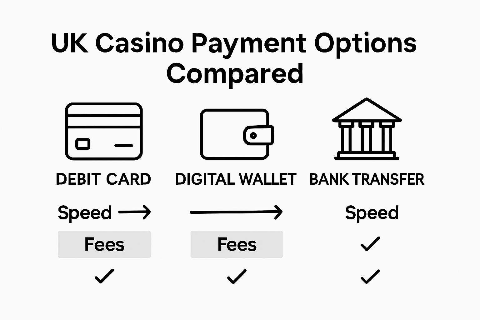 Infographic comparing casino deposit methods