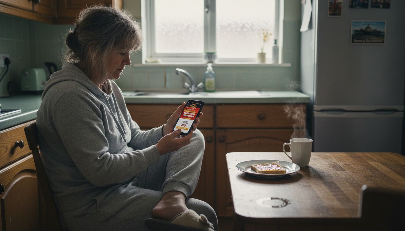 Woman receives loyalty spins offer in kitchen