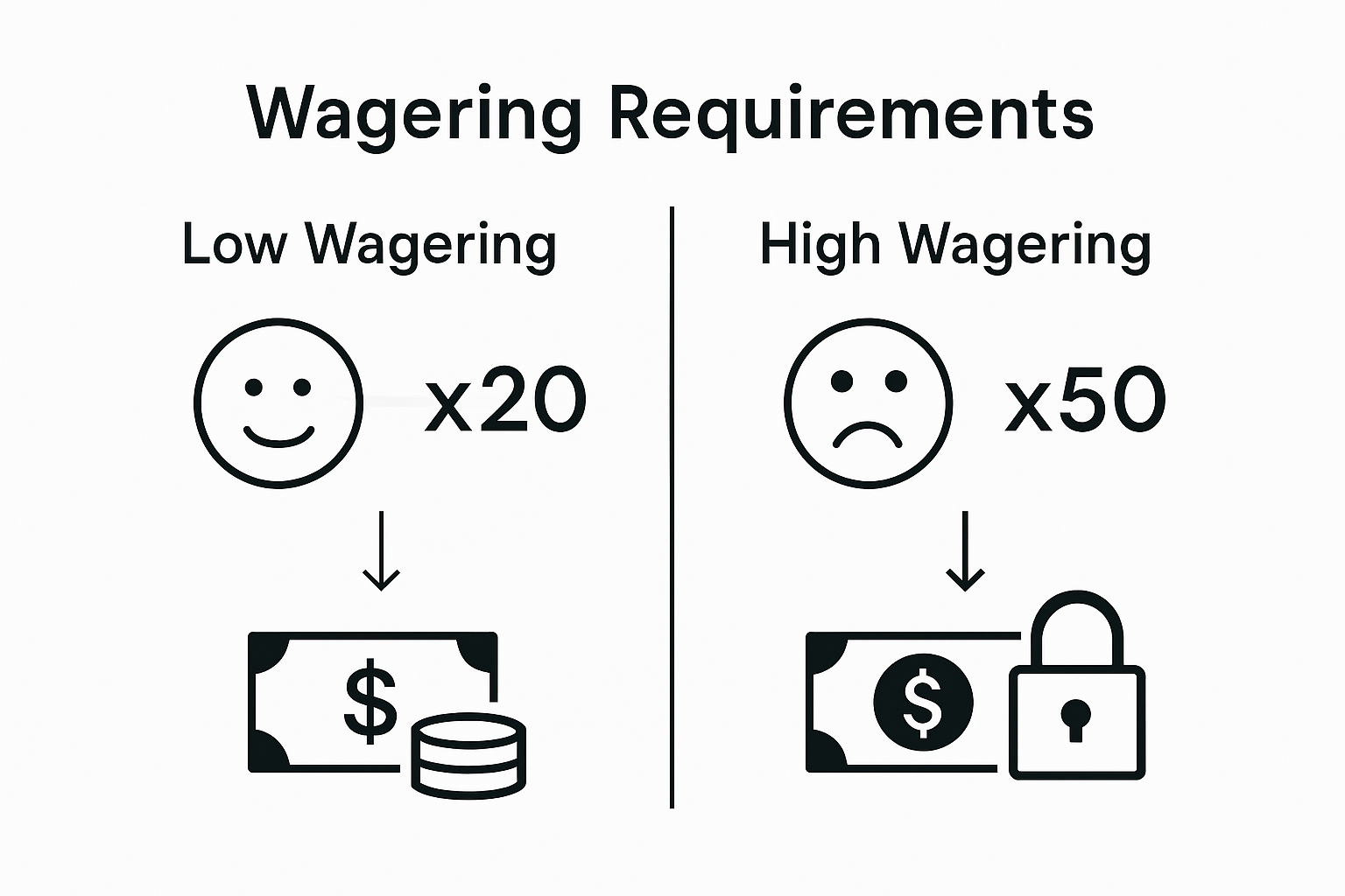 Infographic showing free spins wagering requirements