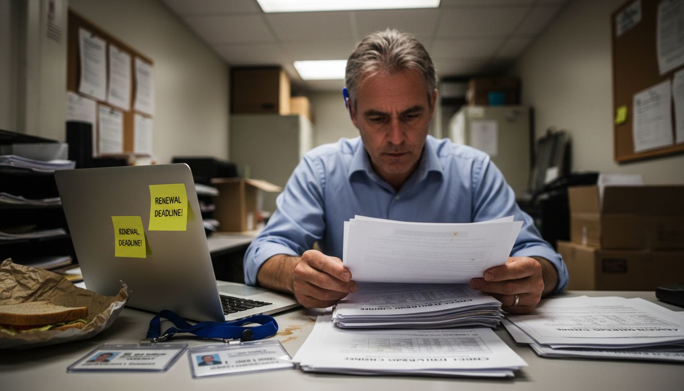 Casino manager checking casino licence paperwork
