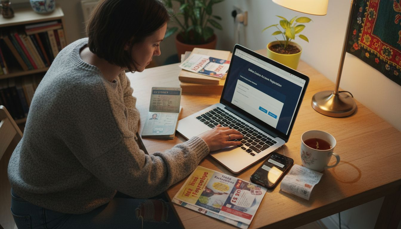 Woman registering casino account securely
