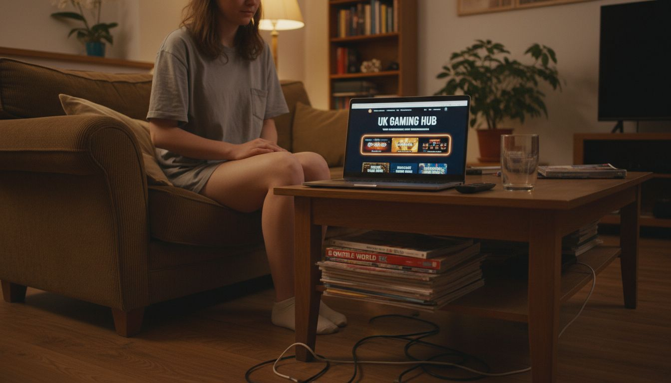 Woman sees AI game picks on laptop