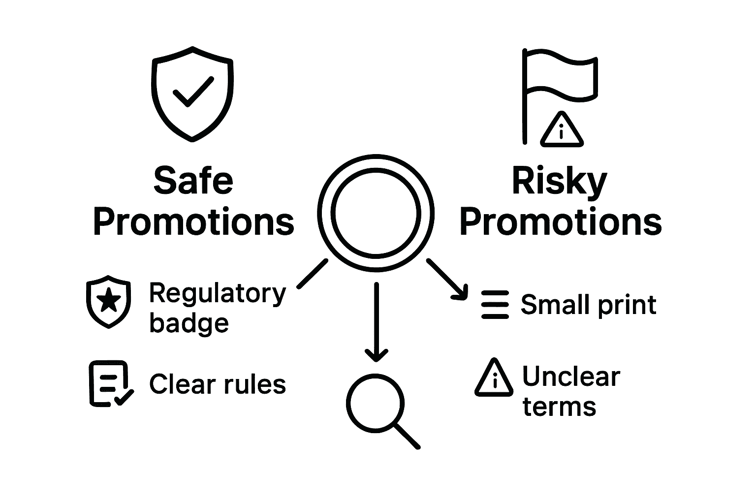 Infographic comparing safe and risky casino promotions