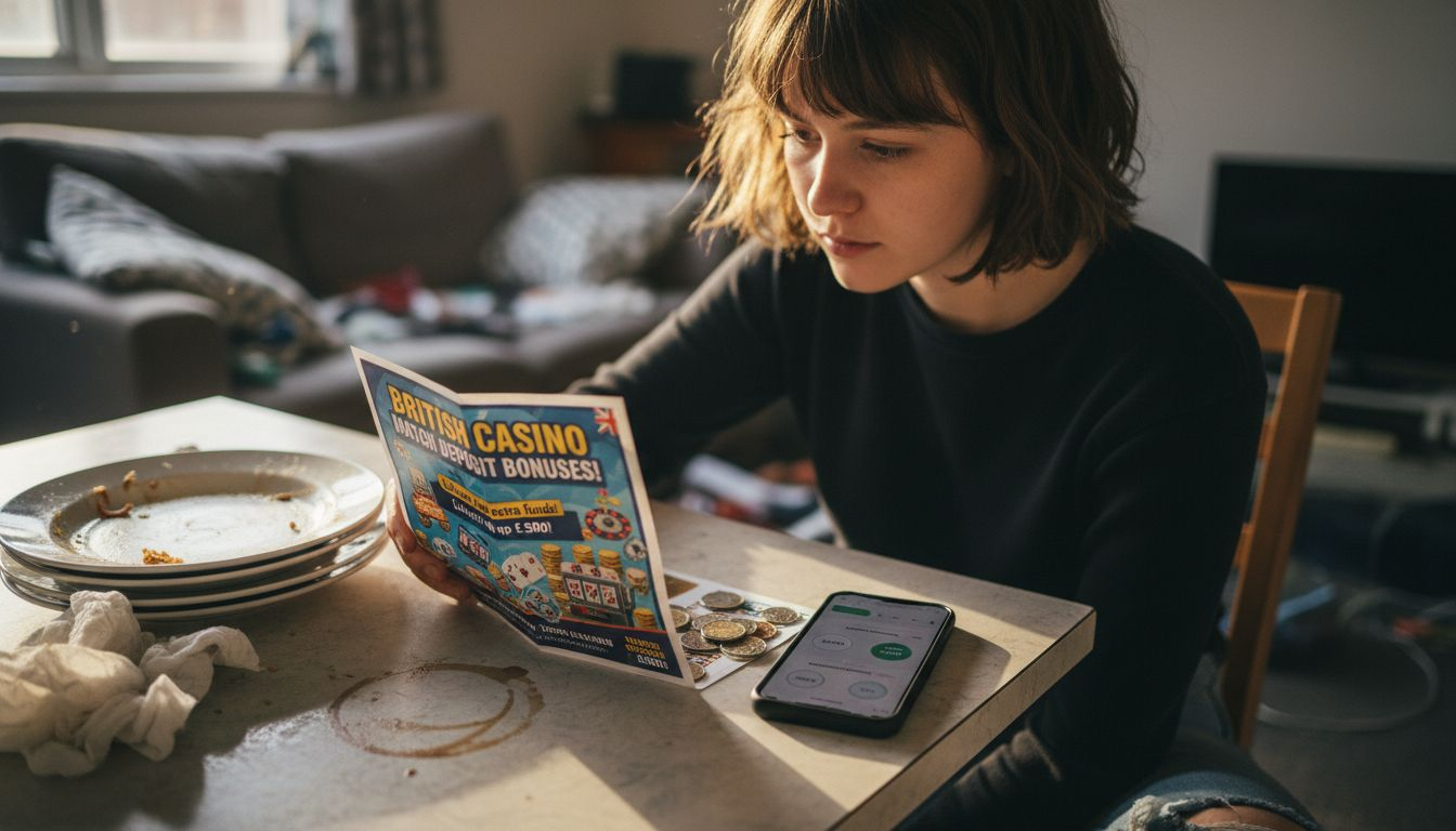 Woman reading about match deposit bonuses