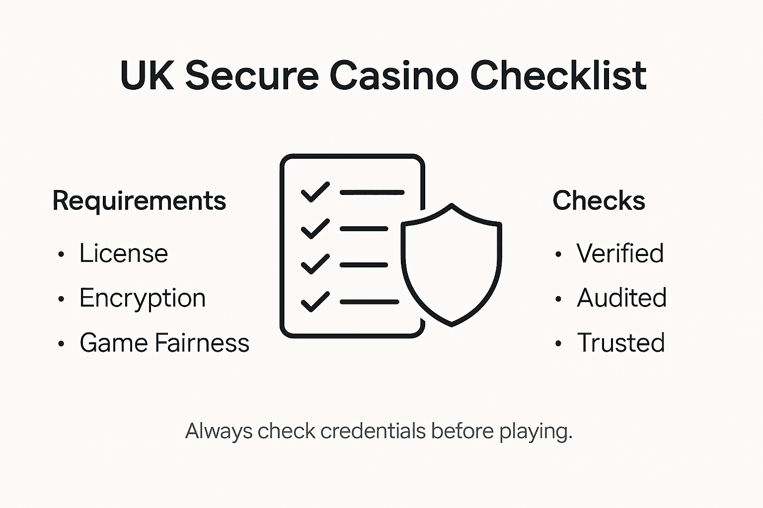 Infographic displaying UK secure casino checklist
