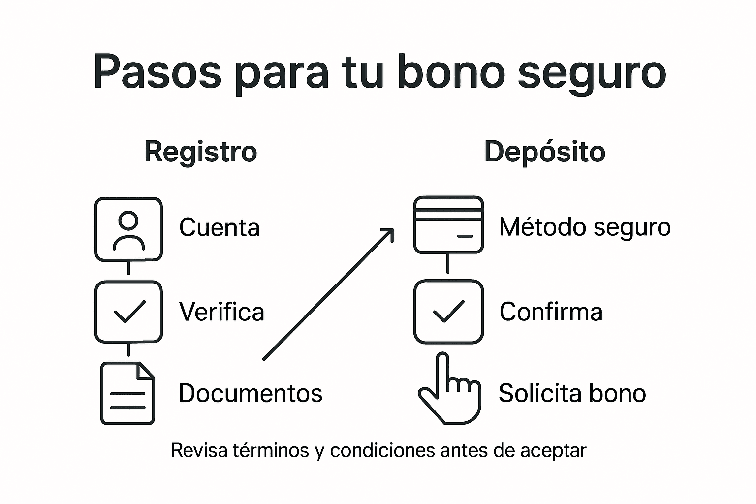 Guía visual con los pasos para conseguir un bono de casino seguro