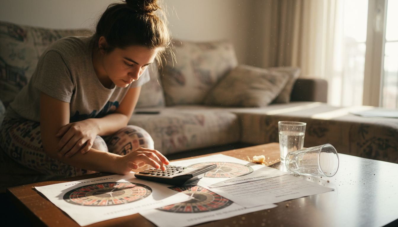Persona que estudia las diferentes opciones de la ruleta y evalúa cuánto dinero puede invertir.