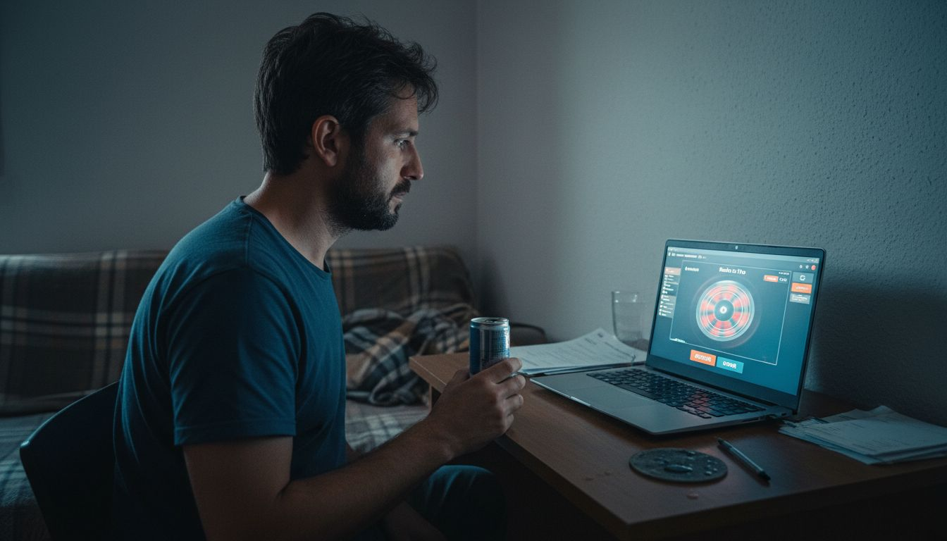 Persona disfrutando de una partida de ruleta online desde su ordenador