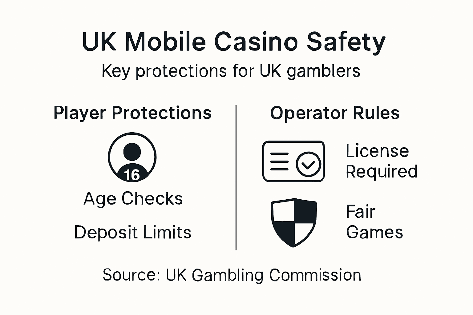 Infographic showing UK mobile casino safety highlights