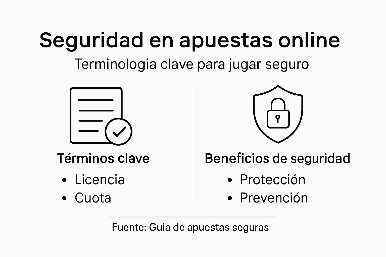 Guía visual sobre conceptos clave y medidas de seguridad en el mundo de las apuestas