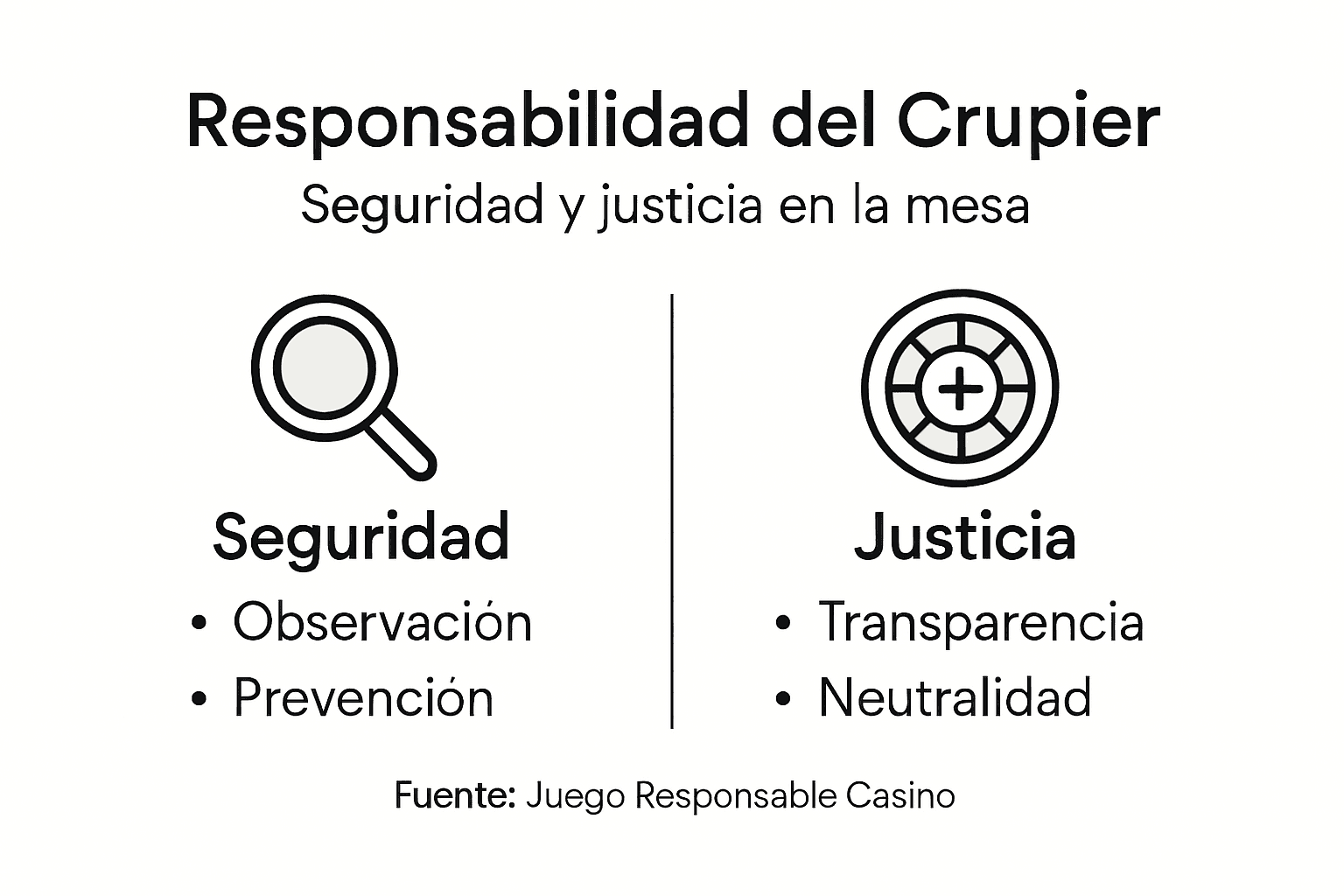 Infografía sobre la importancia de la seguridad y la transparencia en el trabajo del crupier