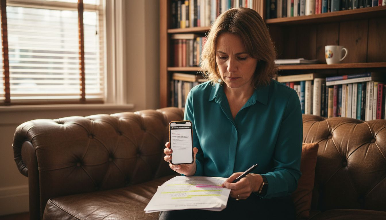 Woman verifying casino licence information