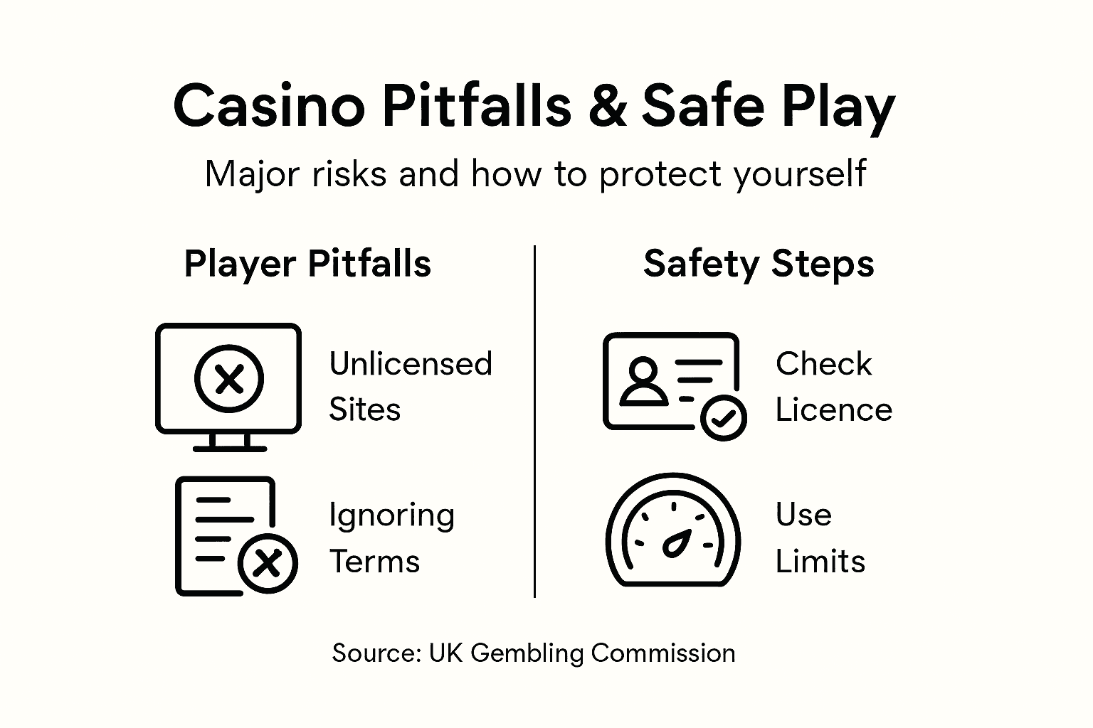 Infographic showing casino pitfalls and safety steps