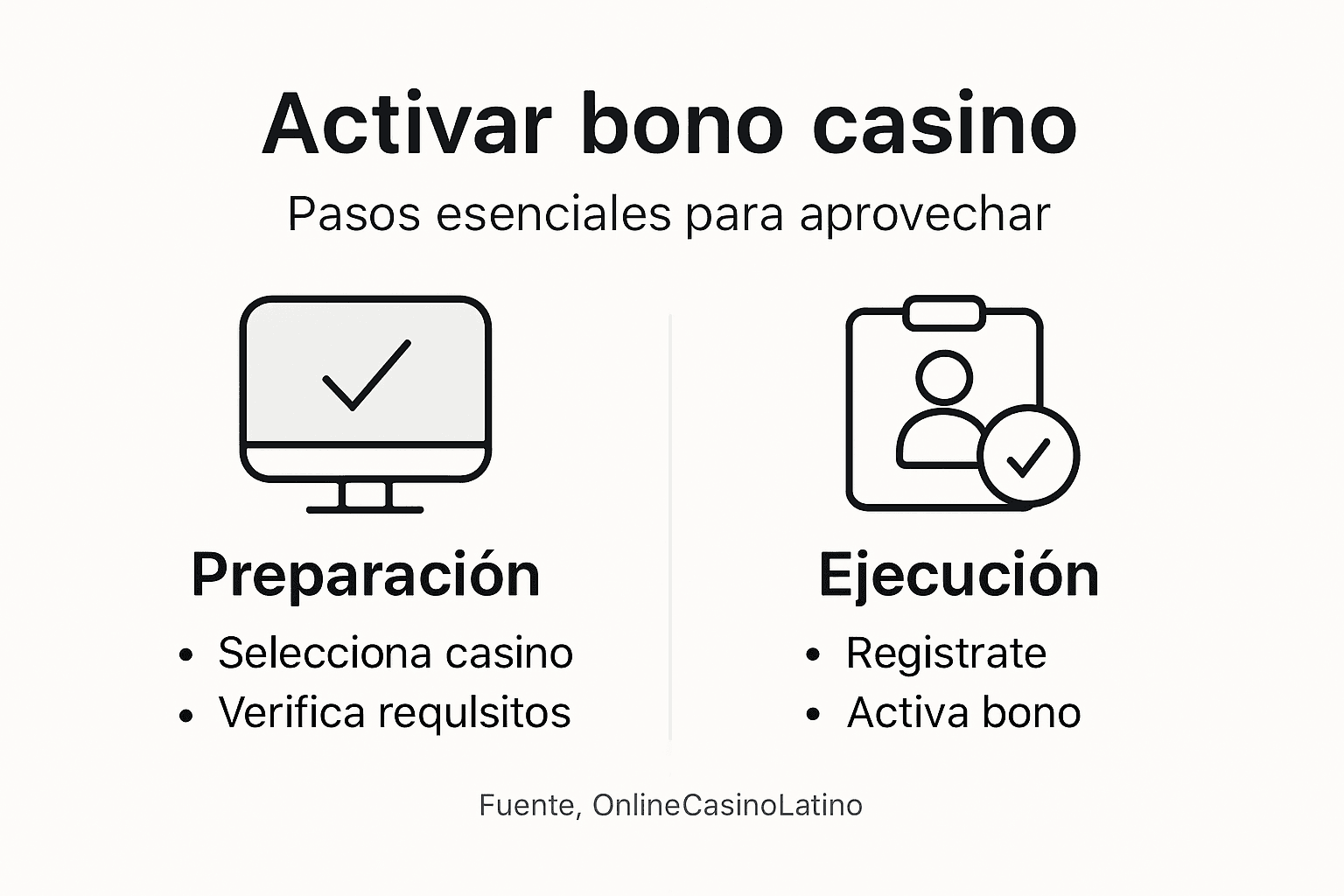 Infografía: pasos para activar tu bono en el casino