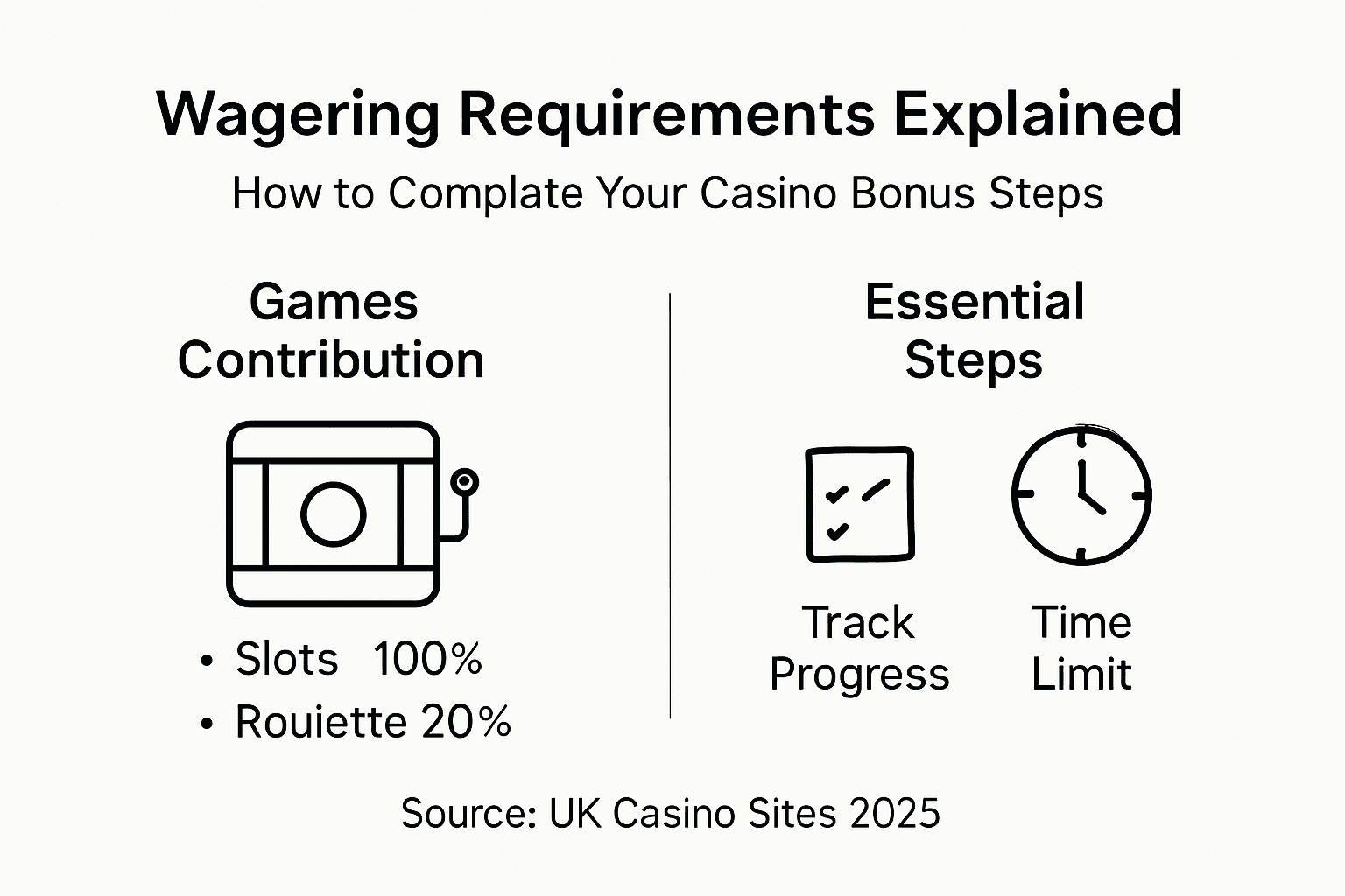 Infographic showing wagering requirements and steps