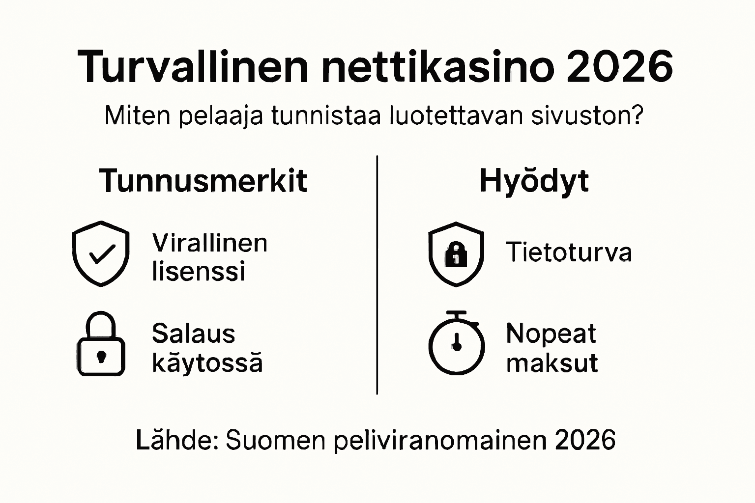 Infograafi: Näistä merkeistä tunnistat luotettavan nettikasinon vuonna 2026