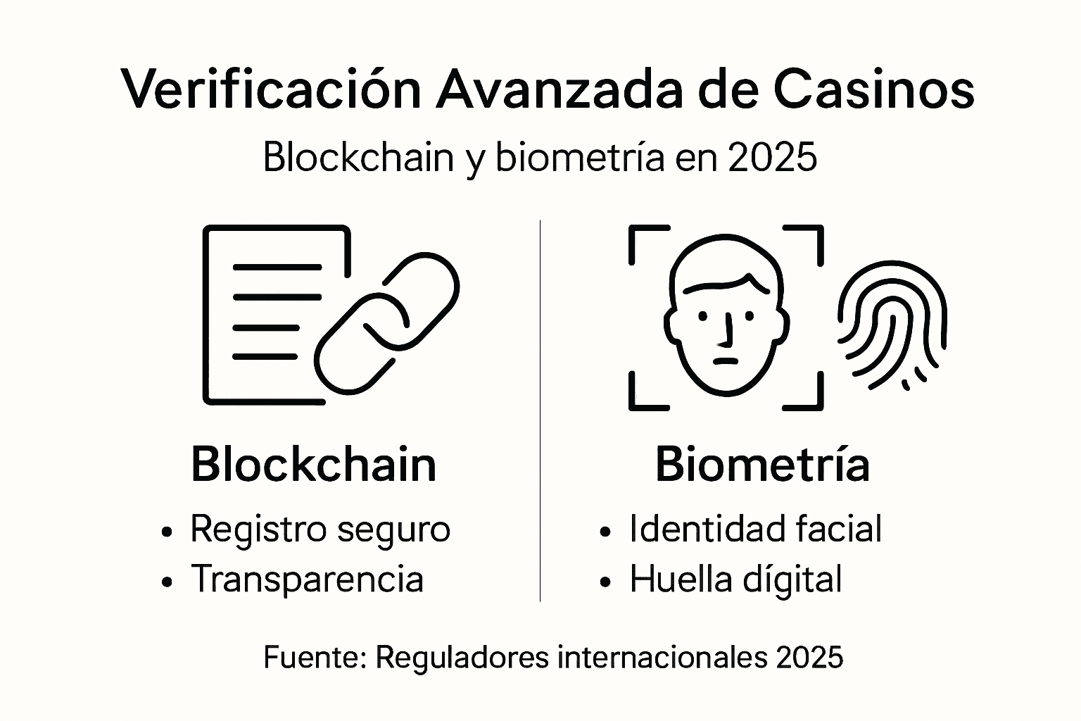 Infografía sobre el uso de blockchain y biometría para verificar la identidad en casinos online
