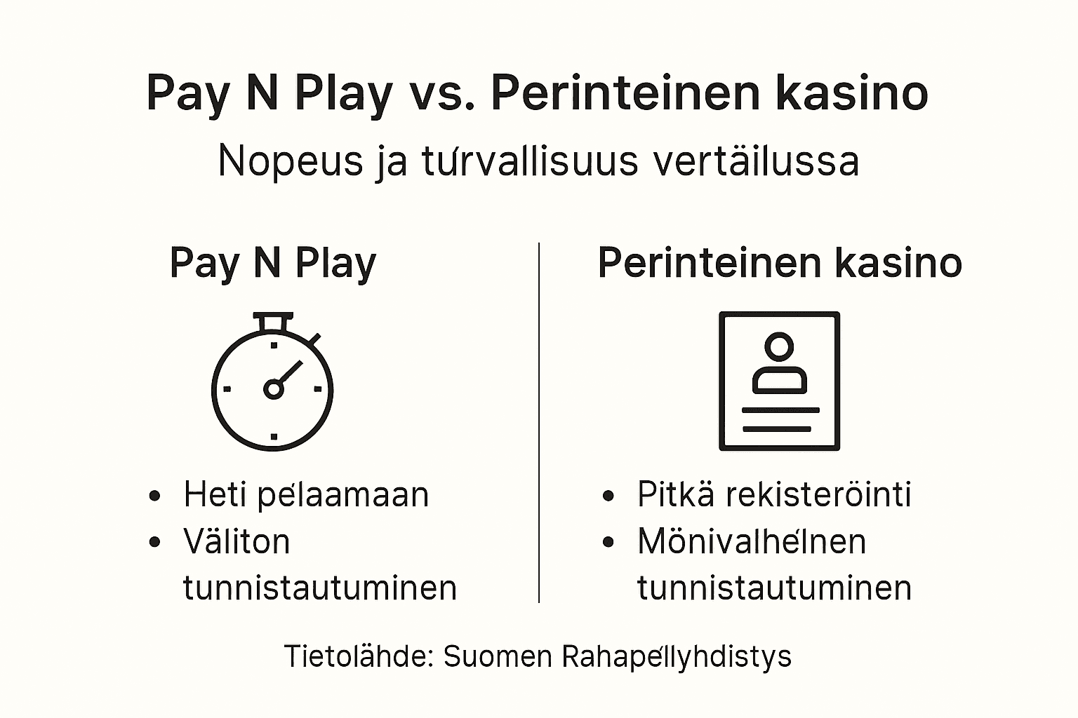 Infografiikka: Pay N Play -kasinot vs. perinteiset nettikasinot – miten ne eroavat?