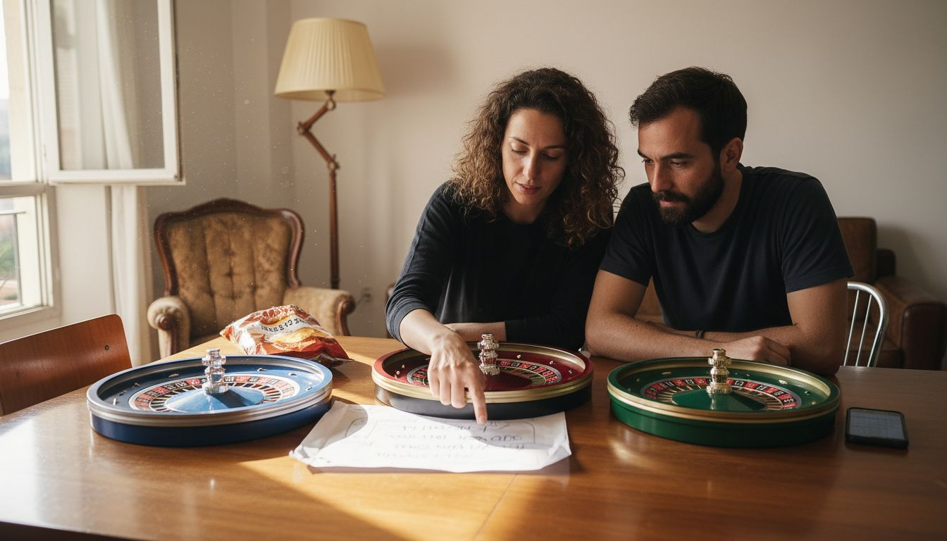 Personas que analizan y comparan las ruletas europeas, americanas y francesas