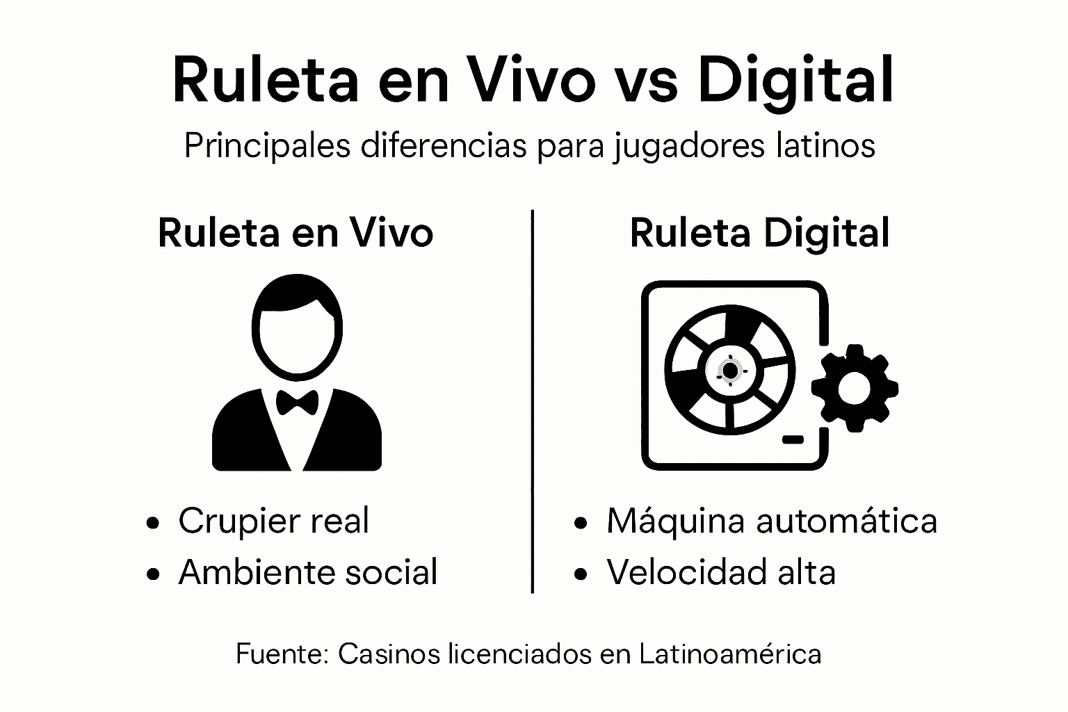 Infografía: ¿En qué se diferencian la ruleta en vivo y la ruleta digital?