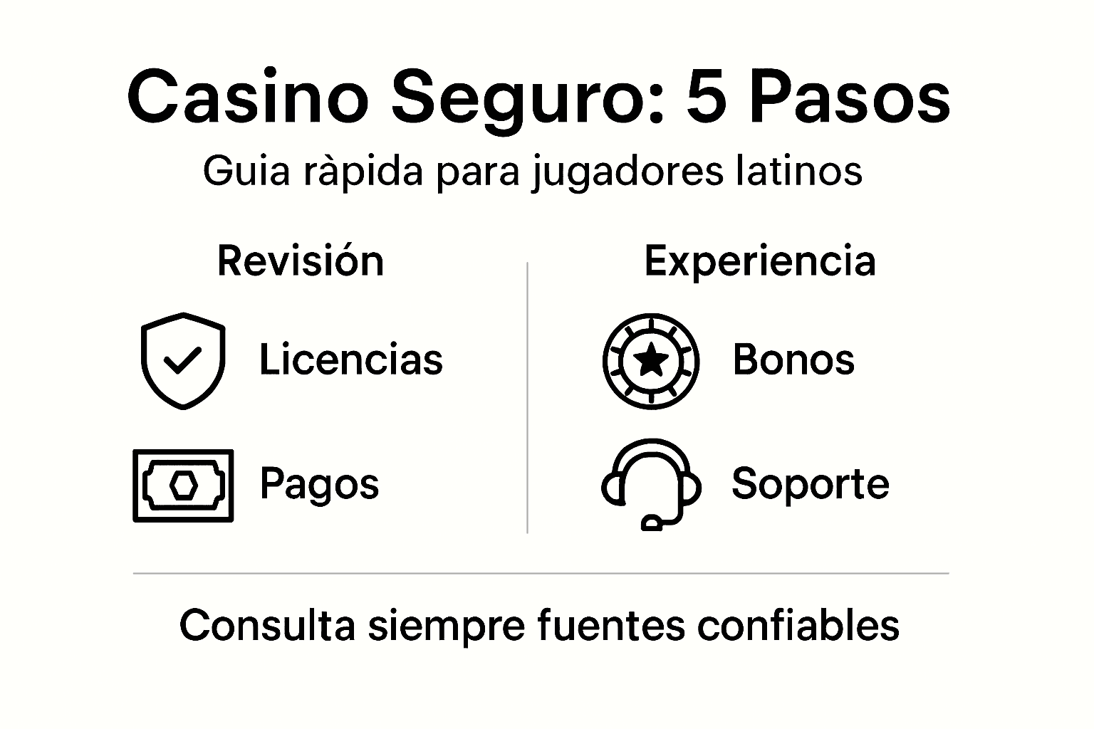 Infografía con los pasos clave para elegir un casino seguro