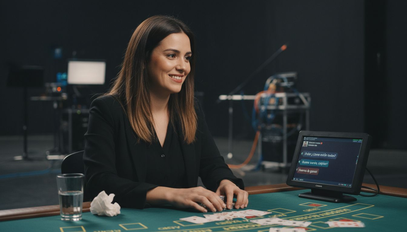 Crupier atendiendo a los jugadores en línea