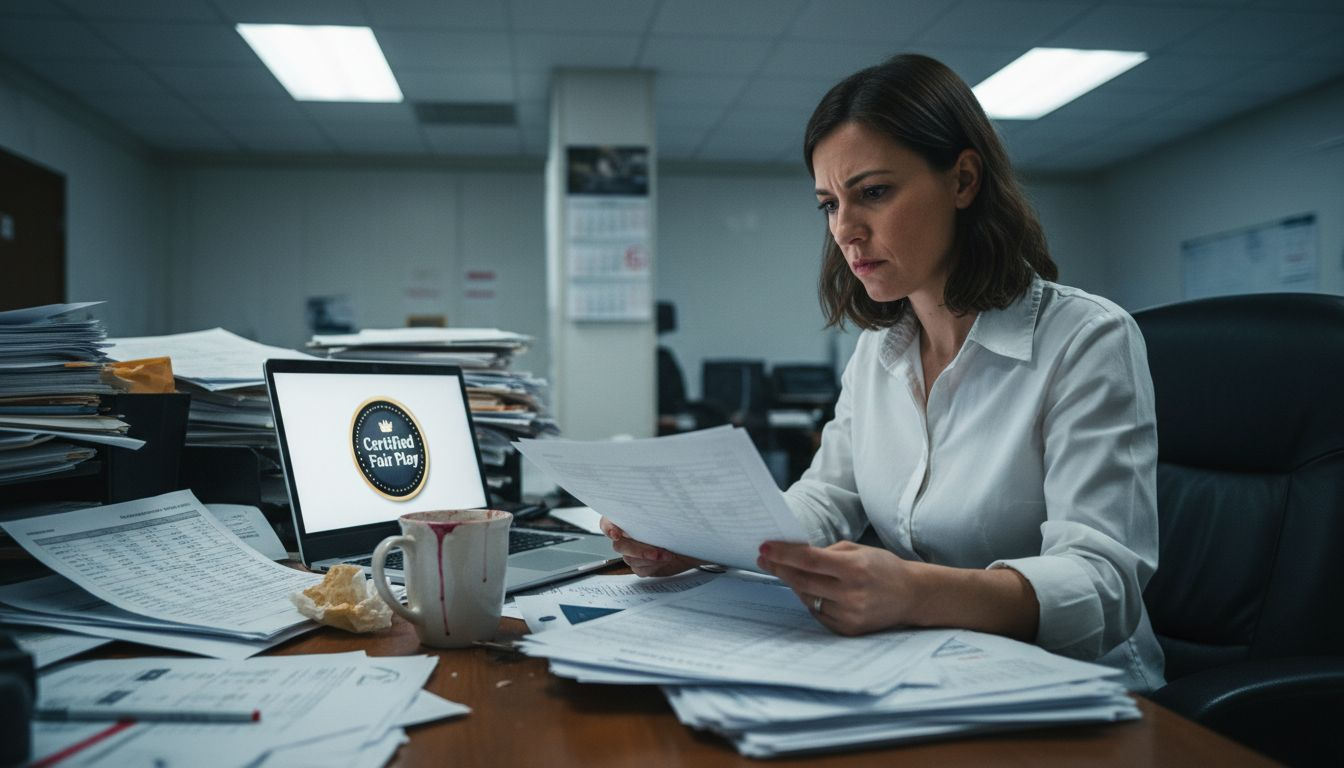 Staff checking casino audit report details