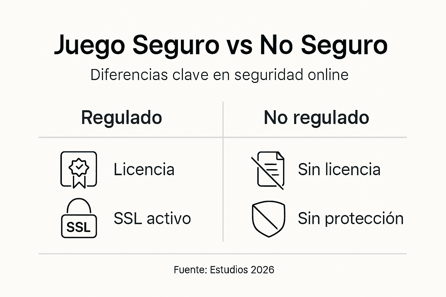 Infografía: diferencias clave entre casinos con licencia y casinos sin regulación