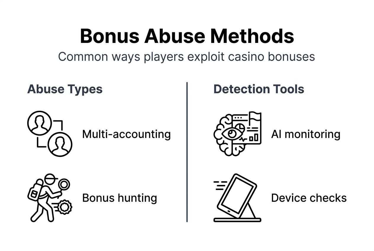 Infographic outlining types and detection of bonus abuse