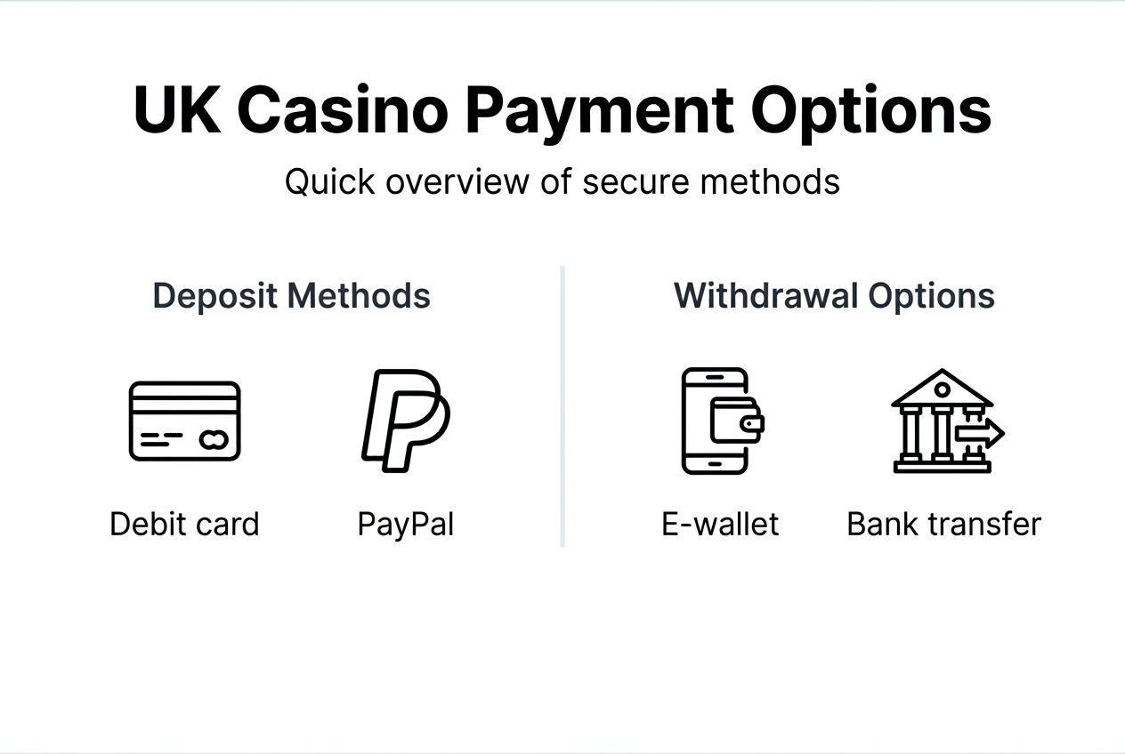 Infographic summarizing casino payment method types