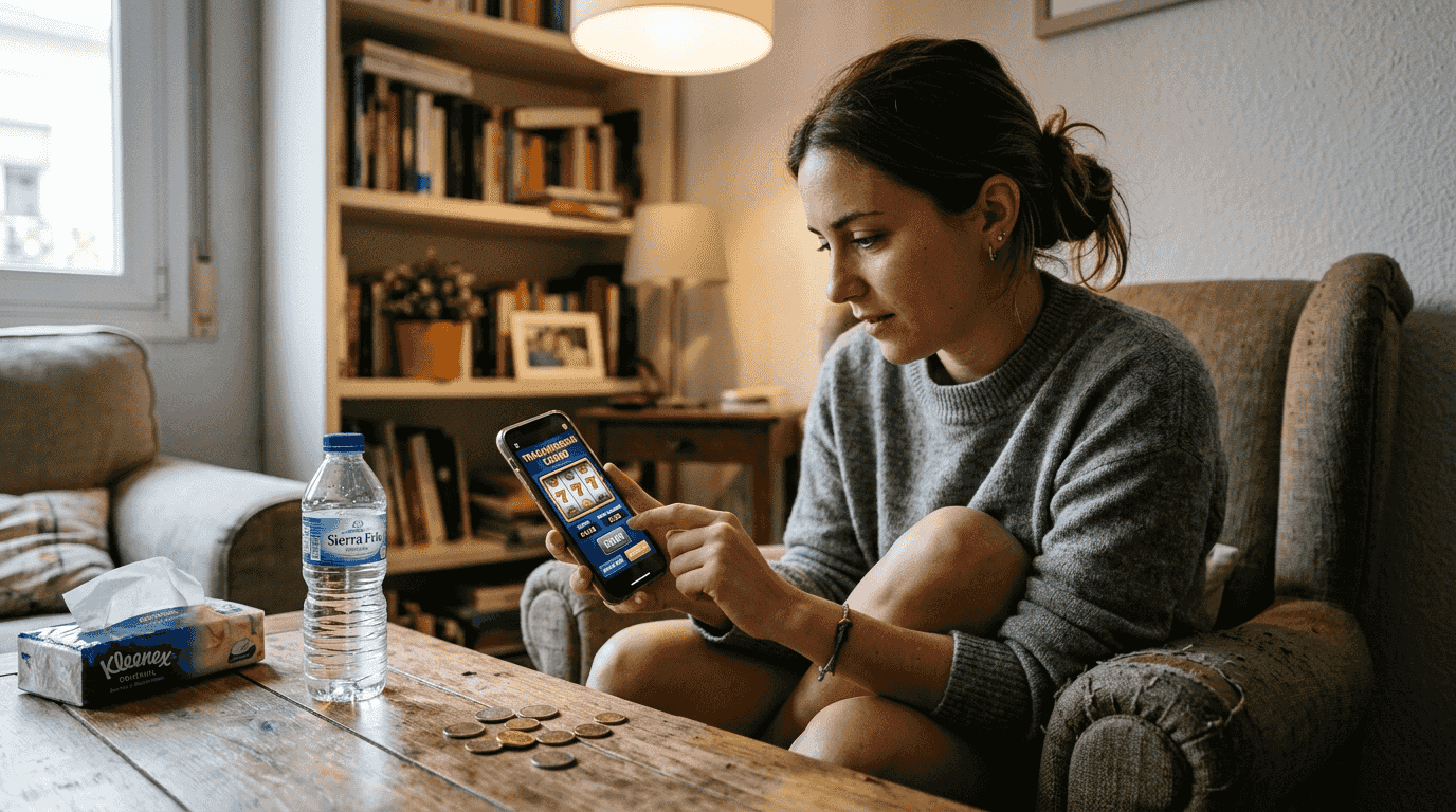 Mujer disfrutando de tiradas gratis en las slots