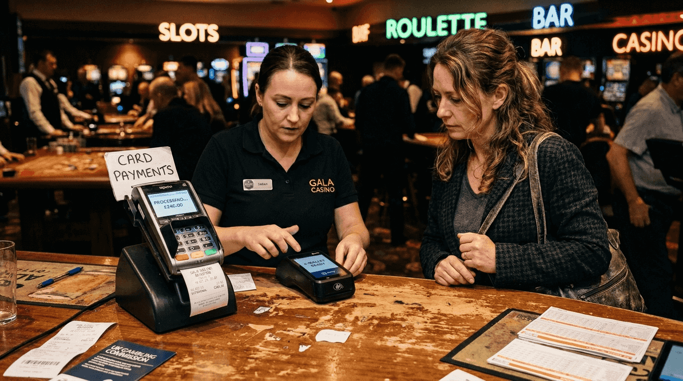 Customer using card and e-wallet side-by-side
